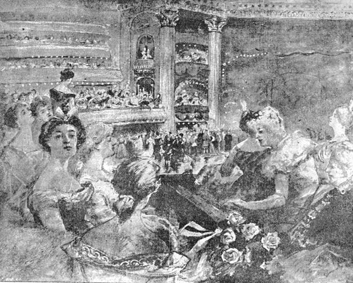 "Ladies in the balcony, perhaps of the French Opera House, during an unidentified carnival ball, undated."