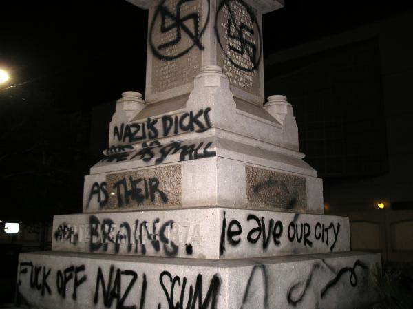 Graffiti, Liberty Place monument ca. 2004