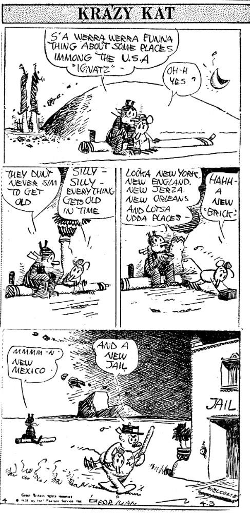 Krazy Kat Comic with Mention of New Orleans