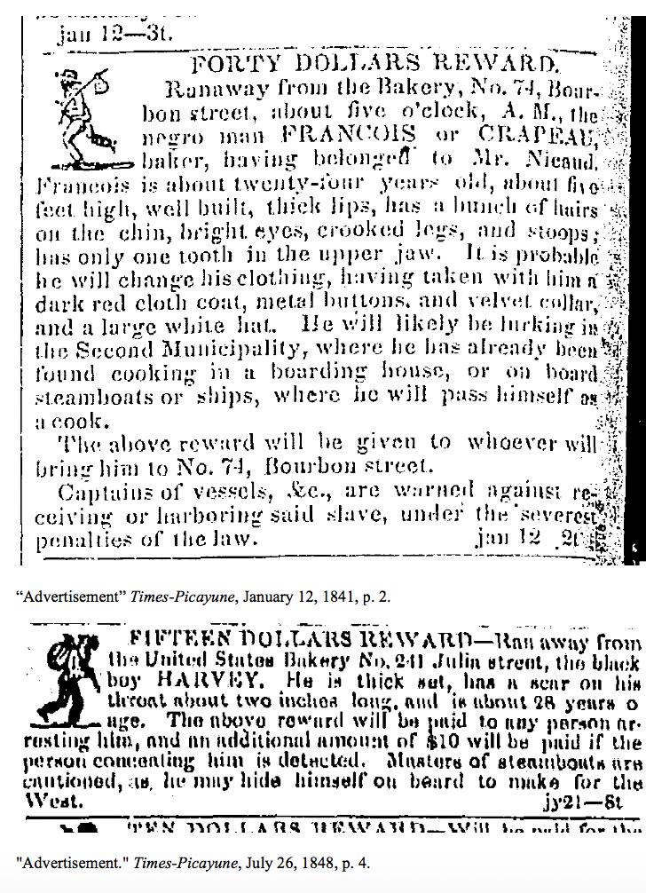 Fugitive Slave Advertisements of Bakers Heading to Steamships